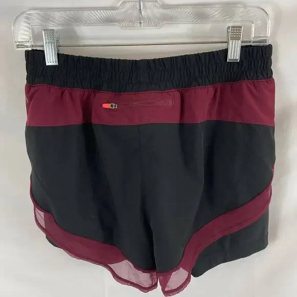 MPG Lined Athletic Shorts Black Maroon Small - Picture 3 of 3